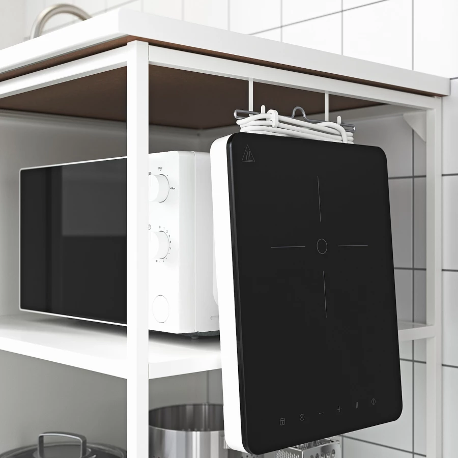 Комбинация для кухонного хранения  - ENHET  IKEA/ ЭНХЕТ ИКЕА, 183x63,5x222 см, белый/бежевый/черный (изображение №11)