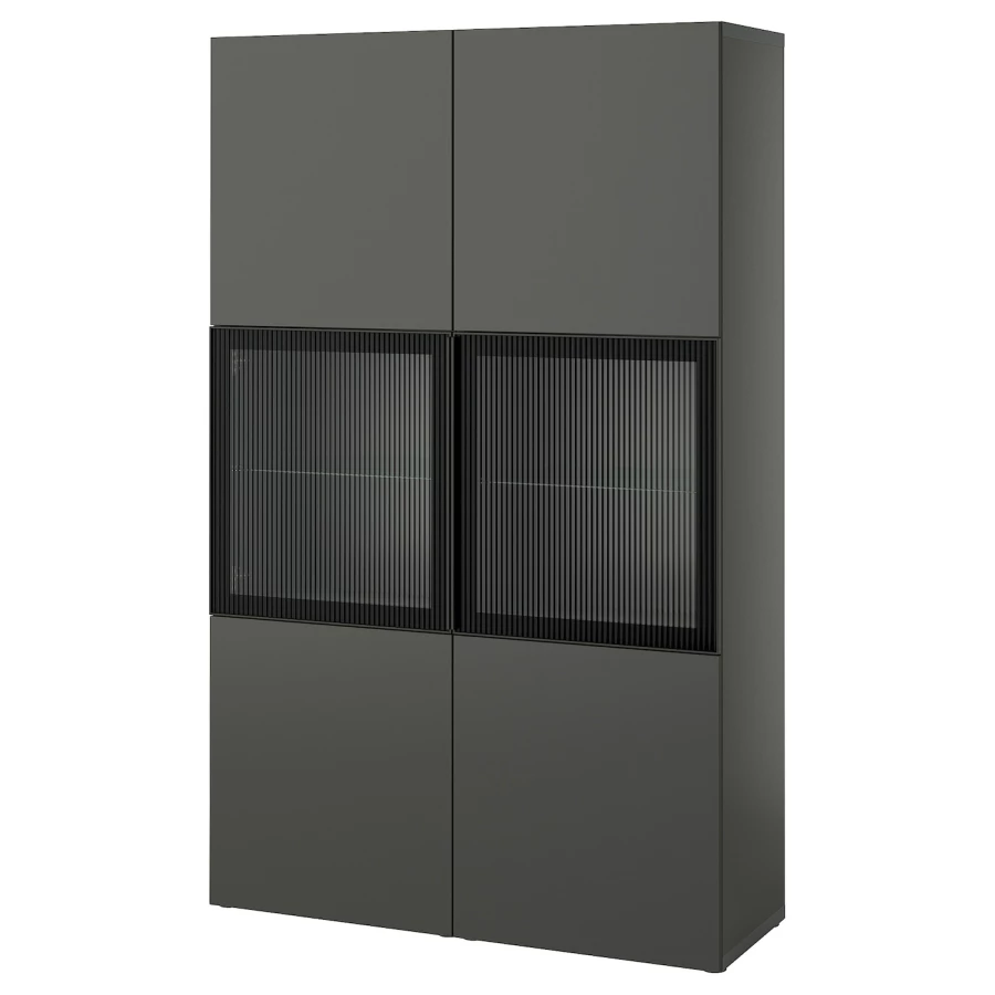 Книжный шкаф - BESTÅ/ BESTА IKEA/ БЕСТА/БЕСТО ИКЕА, 193х120 см, темно-серый (изображение №1)