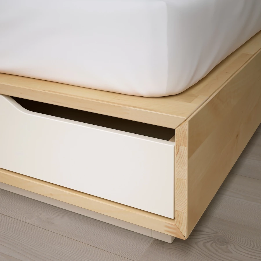 Основание двуспальной кровати с выдвижными ящиками - IKEA MANDAL, 200х140 см, береза/белый, МАНДАЛЬ ИКЕА (изображение №4)