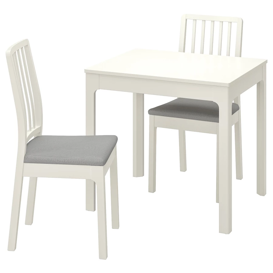 Стол и 2 стула - IKEA EKEDALEN/ЭКЕДАЛЕН ИКЕА,120х80 см,  белый/серый (изображение №1)