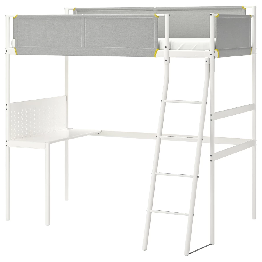 Каркас кровати со столешницей - IKEA VITVAL/ ВИТВАЛ ИКЕА, 90х200 см, белый/светло-серый (изображение №1)