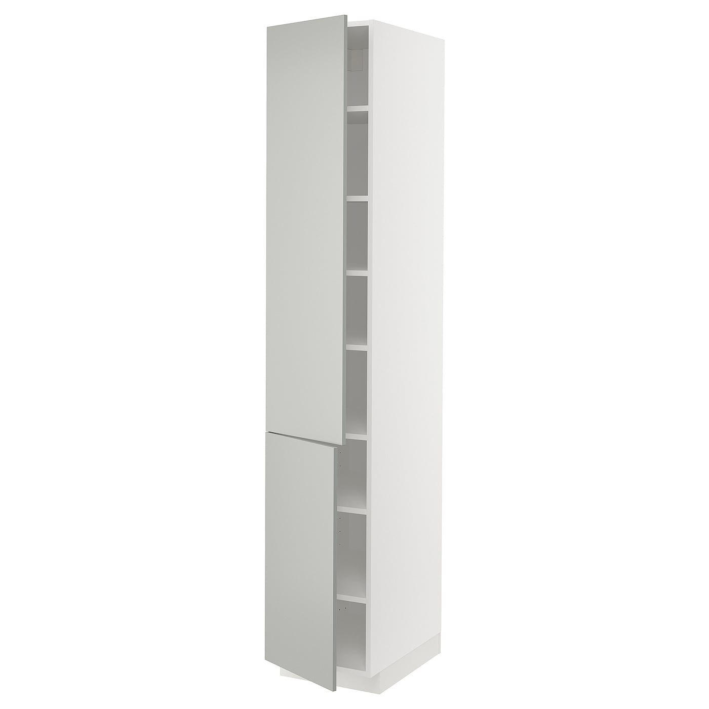 Высокий шкаф с полками - IKEA METOD/МЕТОД ИКЕА, 220х60х40 см, белый/серый