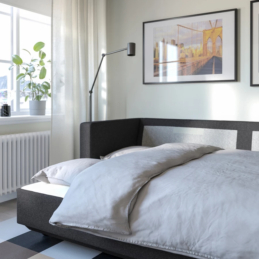3-местный диван-кровать - IKEA LANDSKRONA, 84x92x223см, серый, ЛАНДСКРУНА ИКЕА (изображение №4)