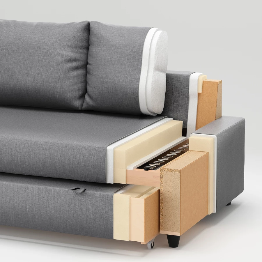Угловой диван-кровать - IKEA FRIHETEN, 66x151x230см, черный, ФРИХЕТЭН ИКЕА (изображение №6)