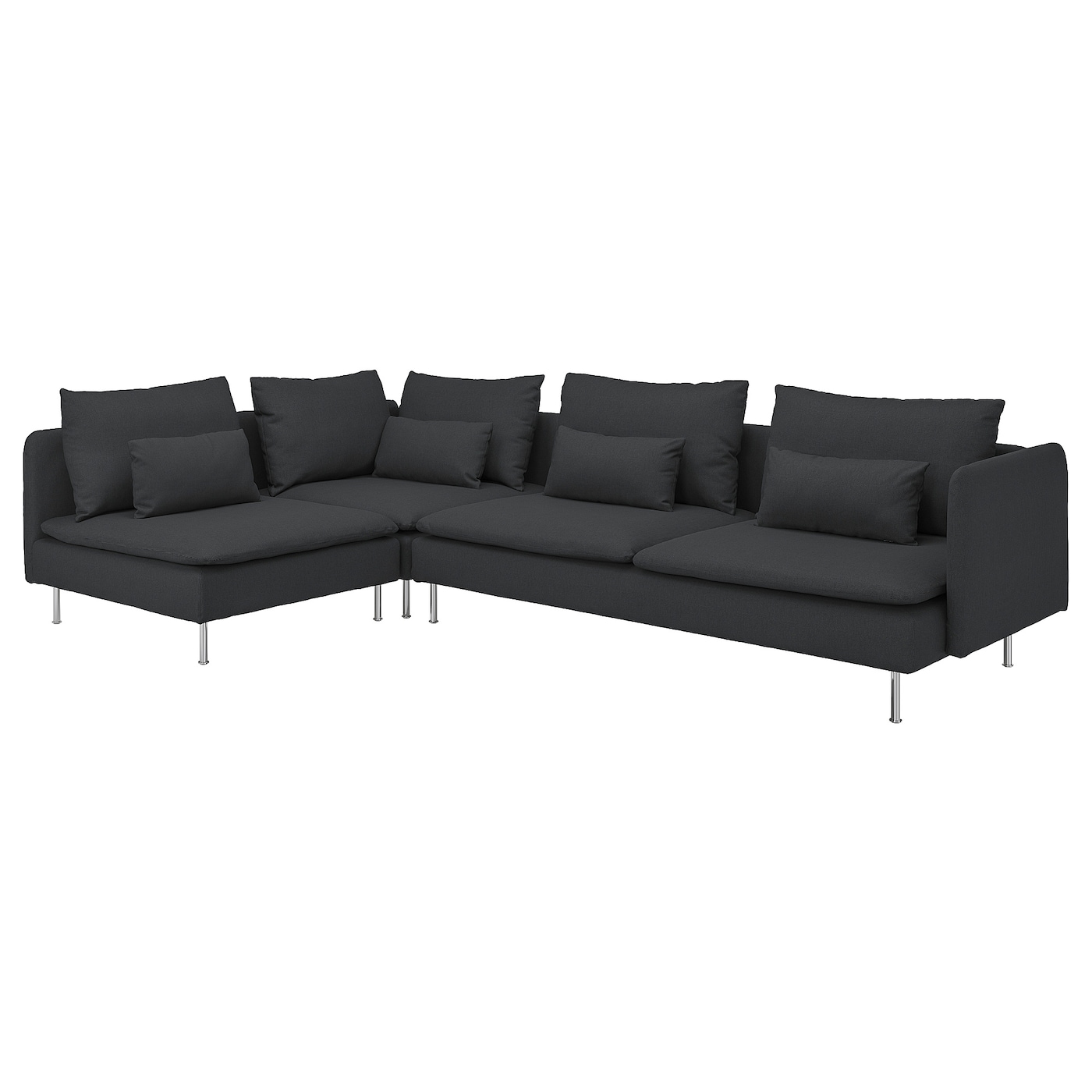 4-местный угловой диван - IKEA SÖDERHAMN/SODERHAMN, 99x192/291см, черный, СЕДЕРХАМН ИКЕА