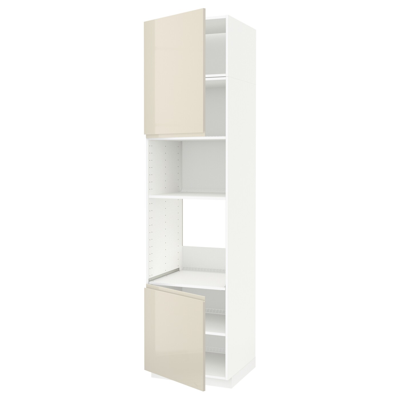 Кухонный шкаф-пенал - IKEA METOD/МЕТОД ИКЕА, 240х60х60 см, белый/бежевый глянцевый