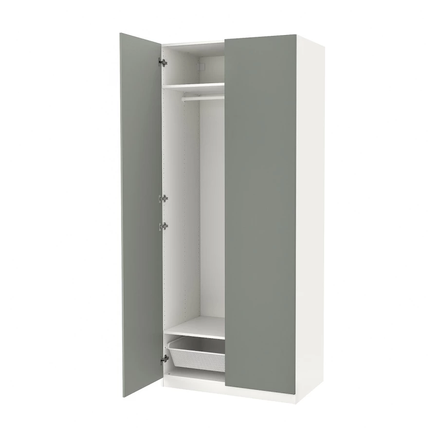 Шкаф - IKEA PAX/REINSVOLL/ПАКС/РЕИНСВОЛЛ ИКЕА, 60х100х236,4 см, белый/темно-серый (изображение №1)