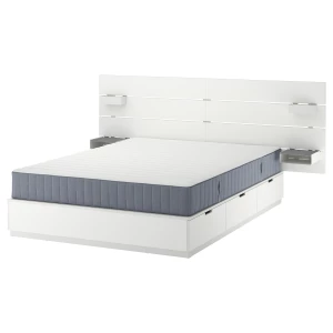 Каркас кровати с контейнером и матрасом - IKEA NORDLI, белый, НОРДЛИ ИКЕА