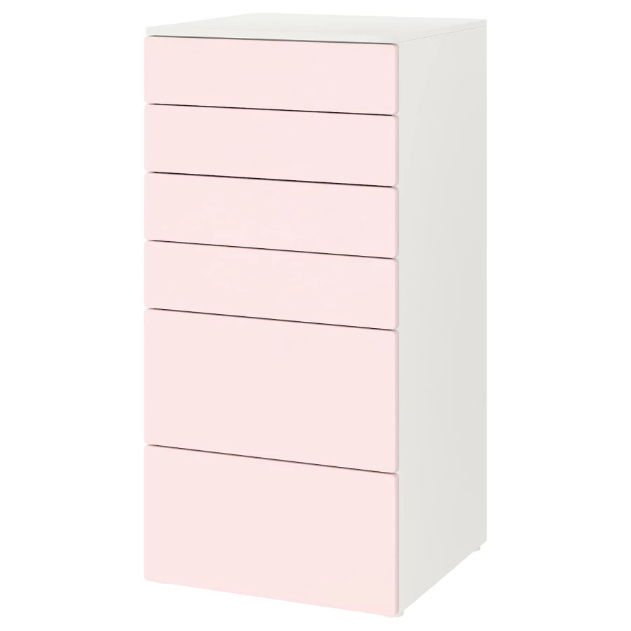 Комод детский - IKEA PLATSA/SMÅSTAD/SMASTAD, 60x55x123 см, белый/розовый, ИКЕА (изображение №1)