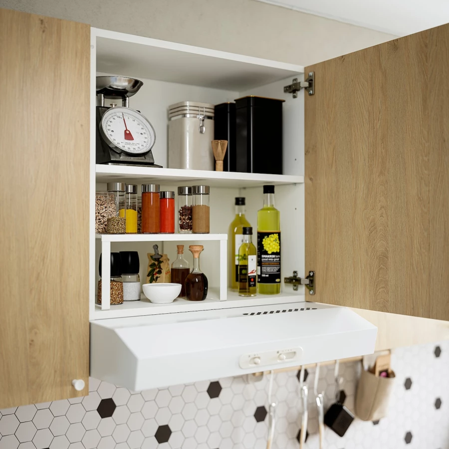 Кухонный навесной шкаф - IKEA KNOXHULT/КНОКСХУЛЬТ ИКЕА, 60x60х31 см, белый/под беленный дуб (изображение №2)