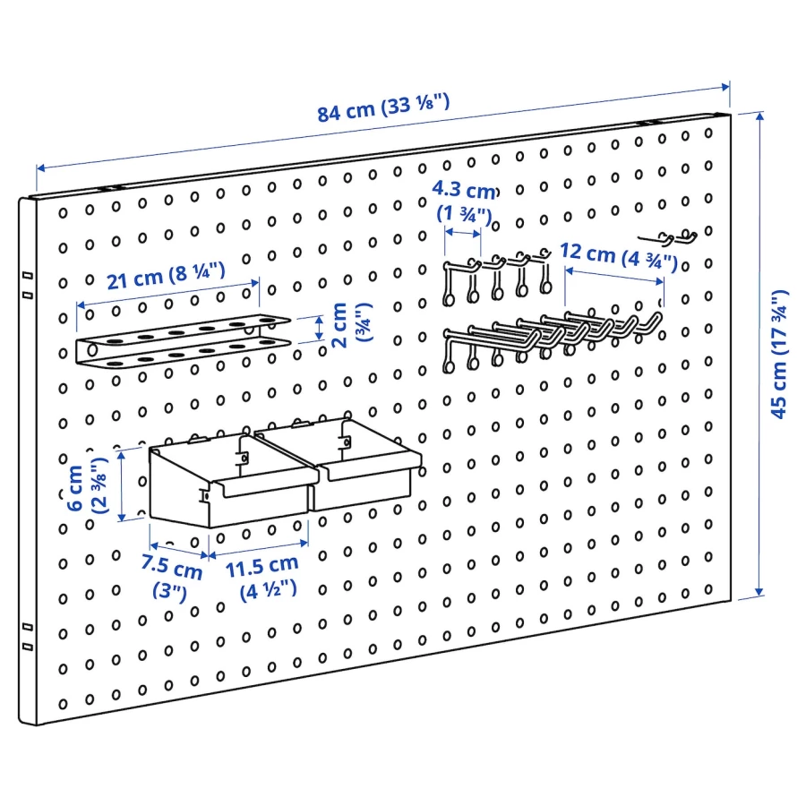 BROR Комбинация настенных полок с перфорированной панелью/черный ИКЕА (изображение №4)