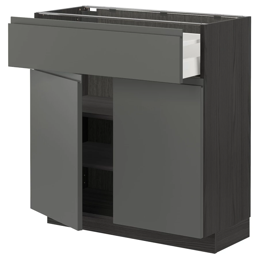 Напольный кухонный шкаф  - IKEA METOD, 80x37x80см, темно-серый, МЕТОД ИКЕА (изображение №1)
