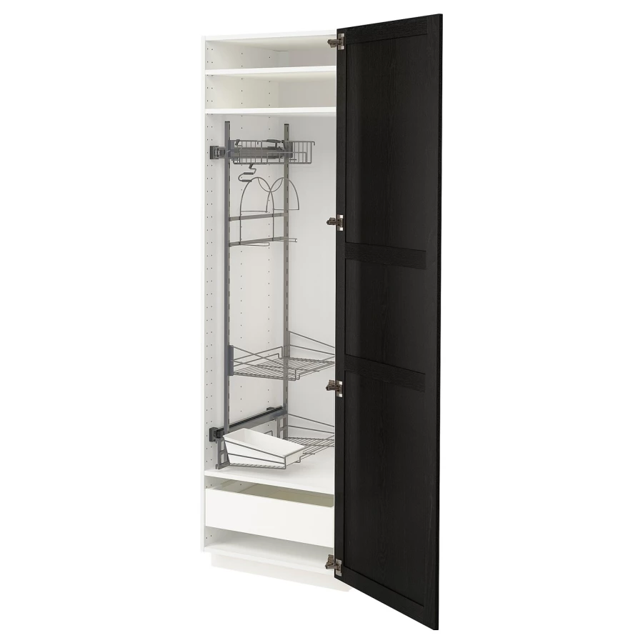 Высокий шкаф/бытовой - IKEA METOD/MAXIMERA/МЕТОД/МАКСИМЕРА ИКЕА, 200х60х60 см, белый/черный (изображение №1)