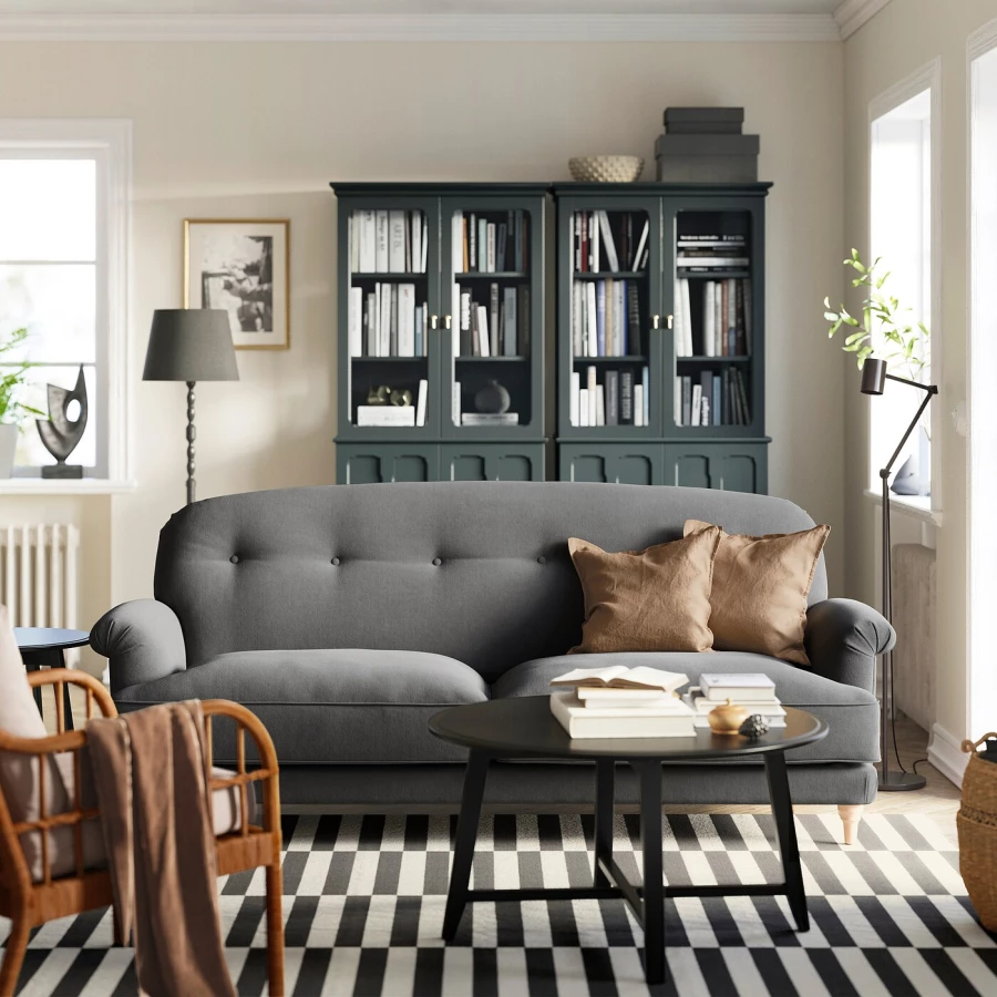 3-местный диван - IKEA ESSEBODA, 94x96x222см, серый/светло-серый, ЭССЕБОДА ИКЕА (изображение №2)
