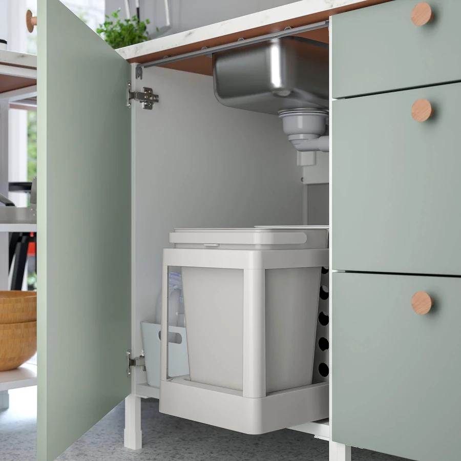 Раковина/дверной шкаф - ENHET  IKEA/ ЭНХЕТ ИКЕА, 75х62х60  см, белый/зеленый (изображение №3)