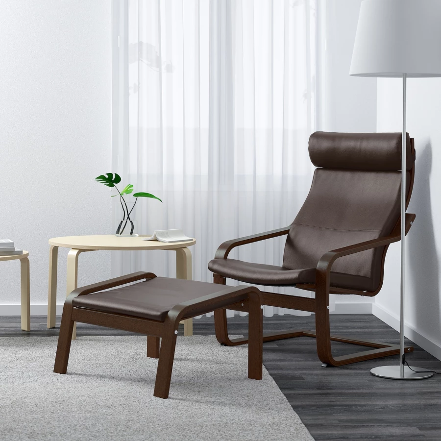 Кресло - IKEA POÄNG/POANG/ПОЭНГ ИКЕА, 68х82х100 см, коричневый (изображение №2)
