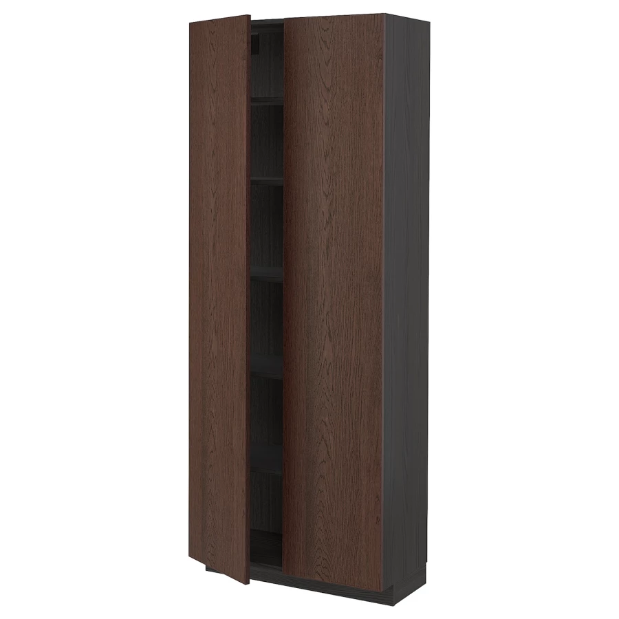 Высокий шкаф - IKEA METOD/МЕТОД ИКЕА, 200х37х80 см, черный/коричневый (изображение №1)
