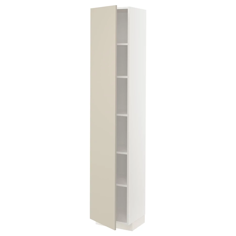 Высокий шкаф - IKEA METOD/МЕТОД ИКЕА, 200х37х40 см, белый/бежевый (изображение №1)