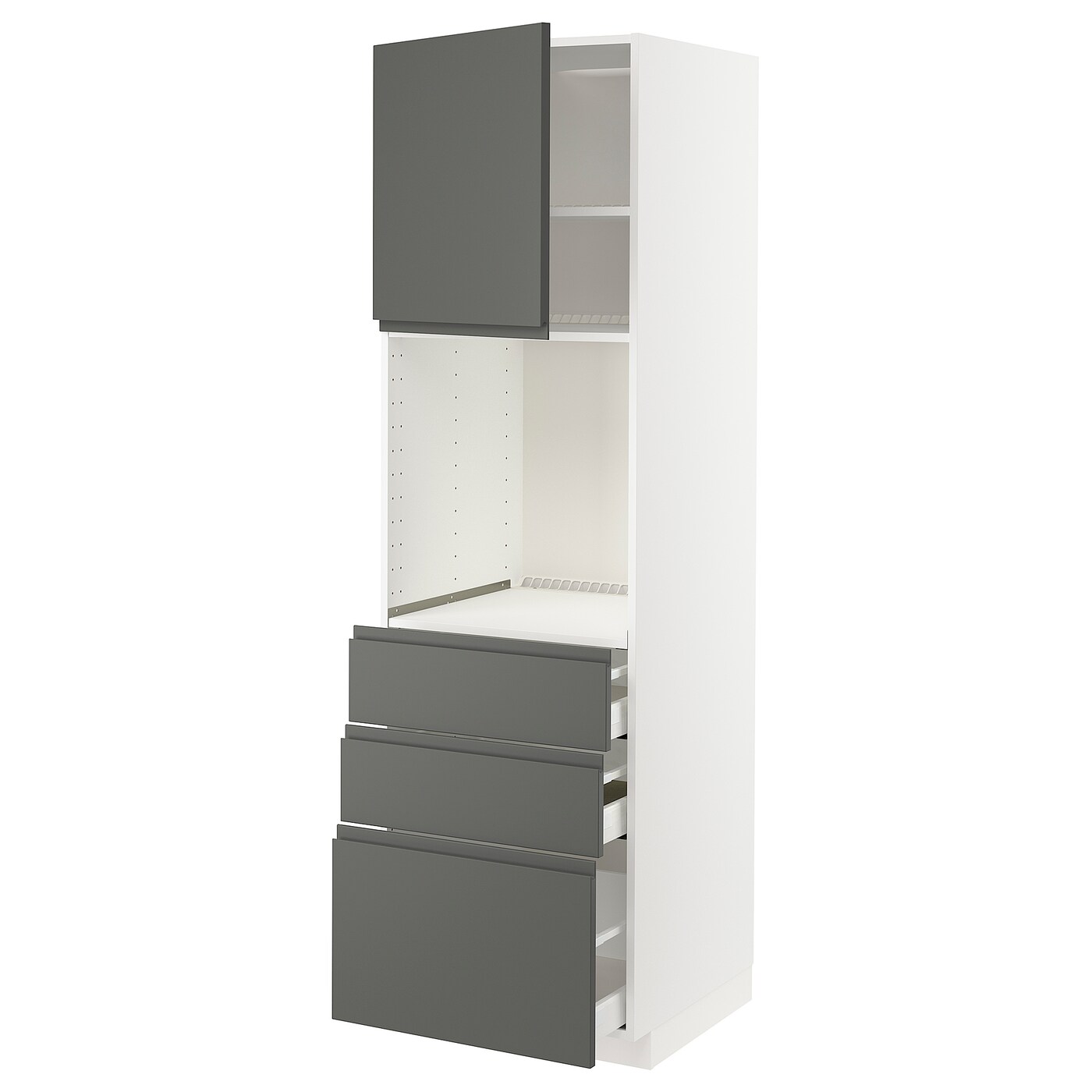Высокий шкаф с ящиками - IKEA METOD/MAXIMERA/МЕТОД/МАКСИМЕРА ИКЕА, 200х60х60 см, белый/темно-серый