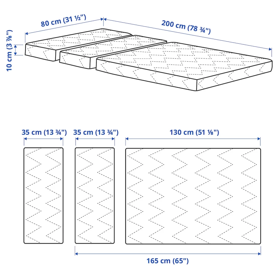 Матрас для раздвижной кровати - VIMSIG IKEA/ ВИМСИГ ИКЕА, 80х200 см, белый (изображение №6)