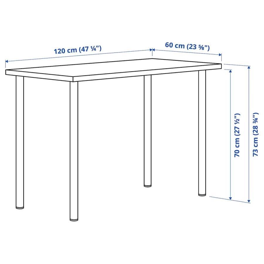 Письменный стол - IKEA LAGKAPTEN/ADILS, 120х60 см, белый, ЛАГКАПТЕН/АДИЛЬС ИКЕА (изображение №6)