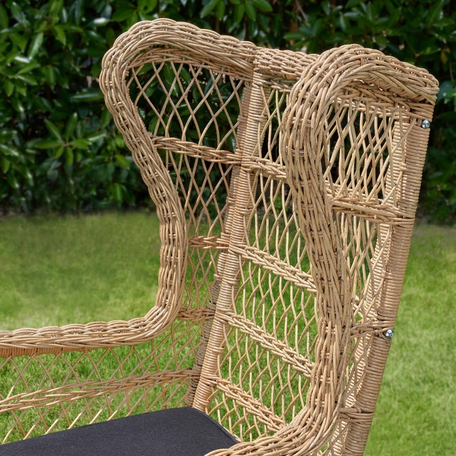 Садовое кресло - IKEA RISHOLMEN, 56x108x67см, черный/светло-коричневый, РИСХОЛЬМЕН ИКЕА (изображение №3)