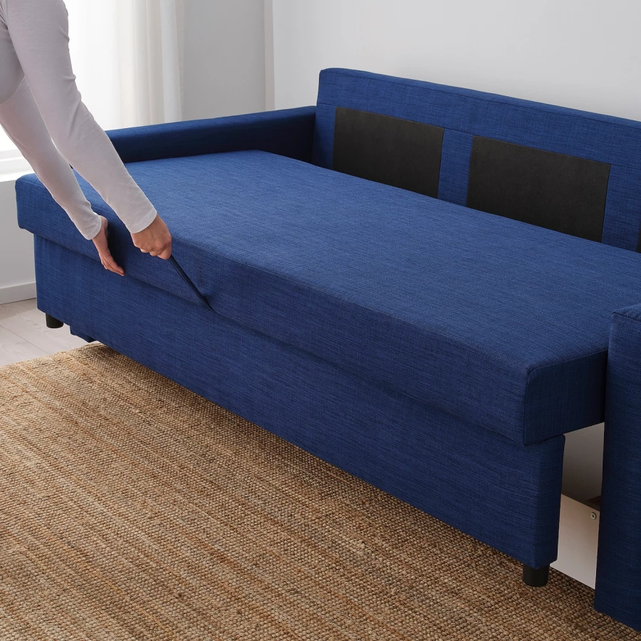 3-местный диван-кровать - IKEA FRIHETEN, 83x105x225см, синий, ФРИХЕТЭН ИКЕА (изображение №6)