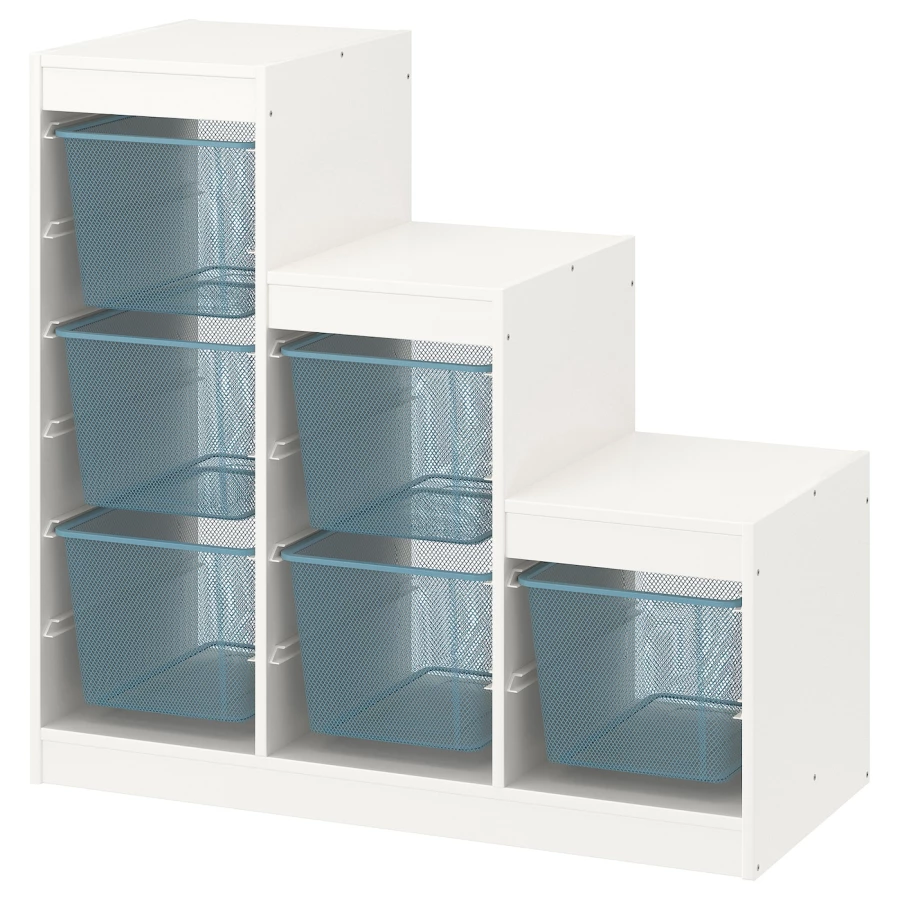 Стеллаж - IKEA TROFAST, 99х44х94 см, белый/серо-голубой, ТРУФАСТ ИКЕА (изображение №1)