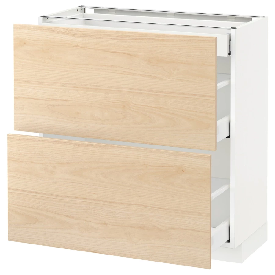 Напольный кухонный шкаф  - IKEA METOD MAXIMERA, 88x39x80см, белый/светлый ясень, МЕТОД МАКСИМЕРА ИКЕА (изображение №1)