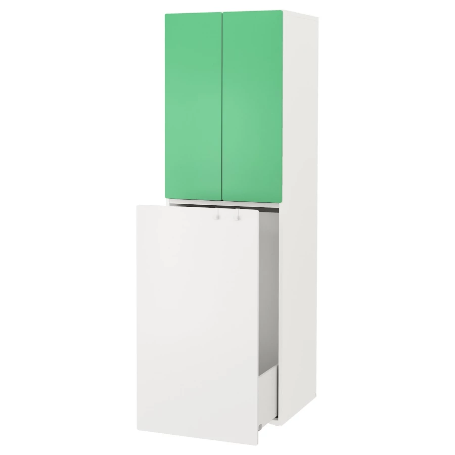 Шкаф детский - IKEA SMÅSTAD/SMASTAD, 60x57x196 см, белый/зеленый, СМОСТАД ИКЕА (изображение №1)