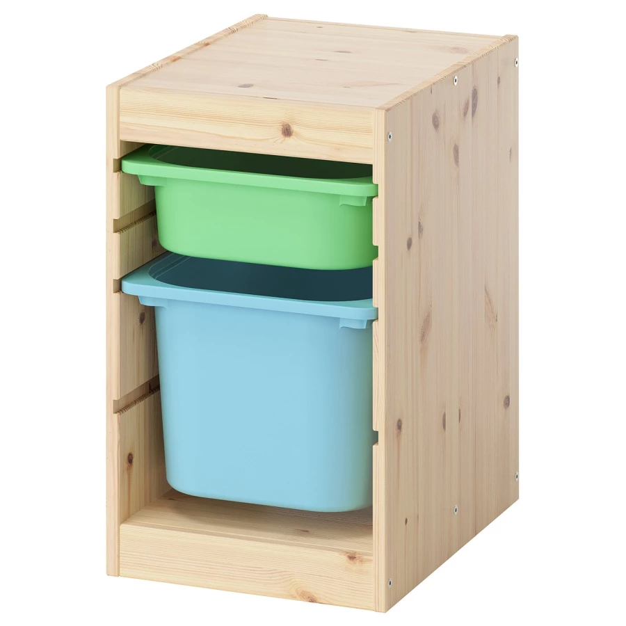 Шкаф с ящиком IKEA TROFAST/ТРУФАСТ ИКЕА, 34х44х52 см, под беленый дуб/голубой/салатовый (изображение №1)