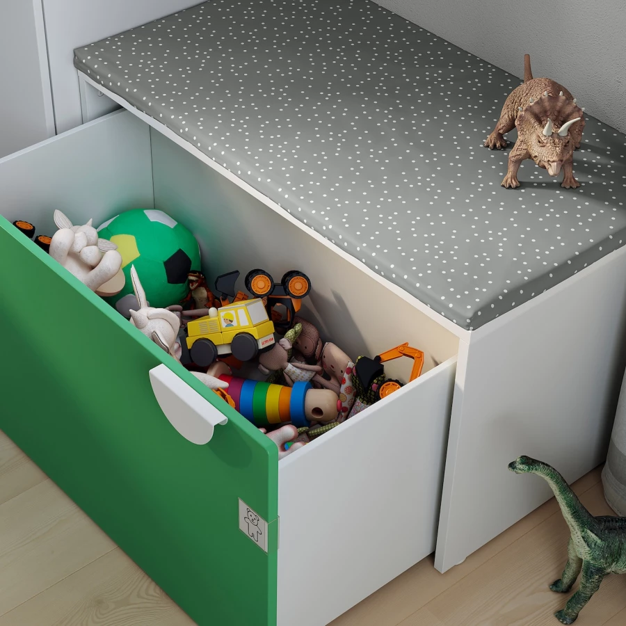 Шкаф детский - IKEA SMÅSTAD/SMASTAD, 90x50x48 см, белый/зеленый, СМОСТАД ИКЕА (изображение №5)