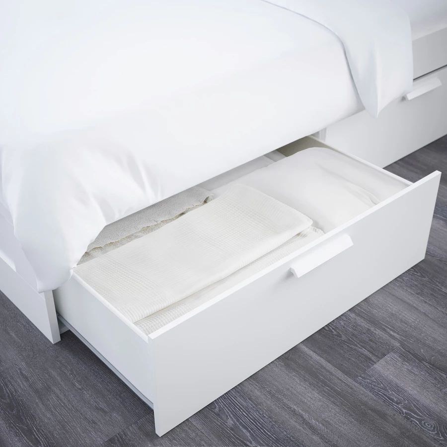 Каркас кровати с ящиками - IKEA BRIMNES/LÖNSET/LONSET, 160х200 см, белый, БРИМНЭС/БРИМНЕС/ЛОНСЕТ ИКЕА (изображение №8)