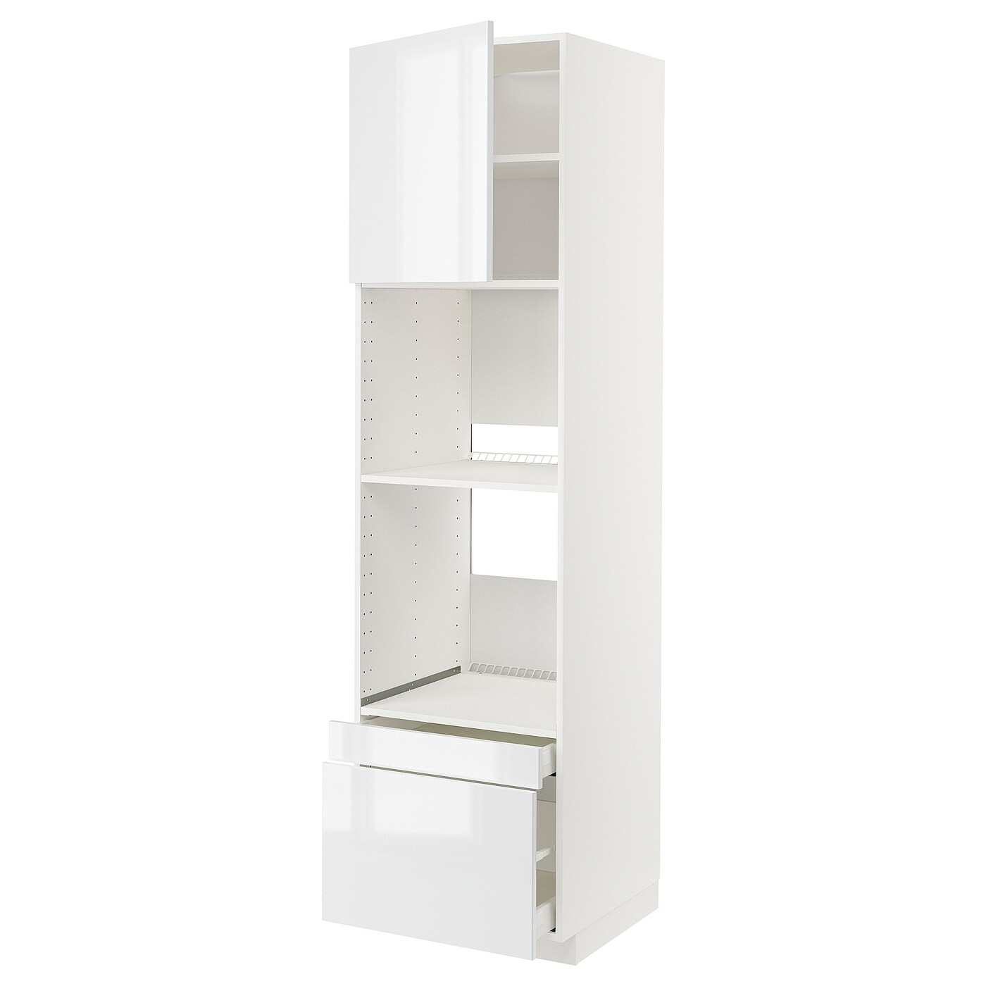 Высокий шкаф с ящиками - IKEA METOD/MAXIMERA/МЕТОД/МАКСИМЕРА ИКЕА, 220х60х60 см, белый глянцевый