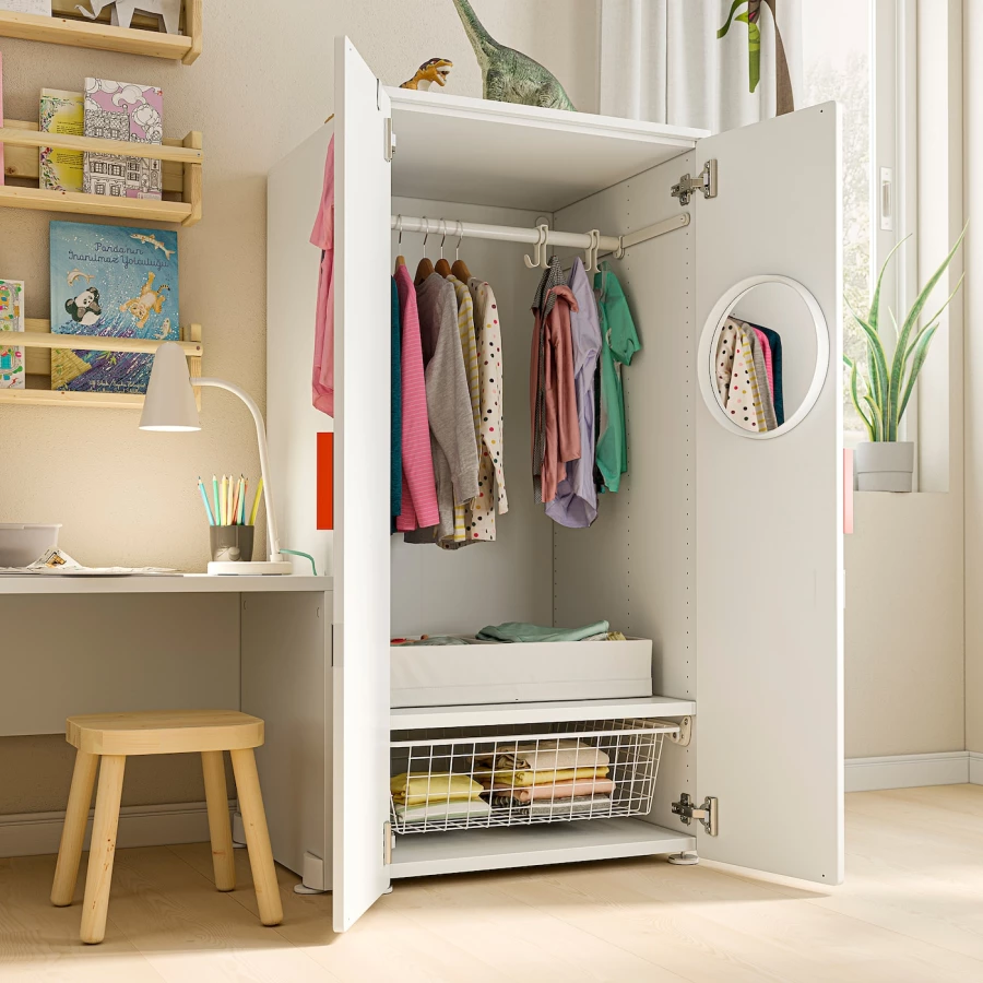 Шкаф детский - IKEA PLATSA/SMÅSTAD/SMASTAD, 60x57x123 см, белый/светло-коричневый, ИКЕА (изображение №4)