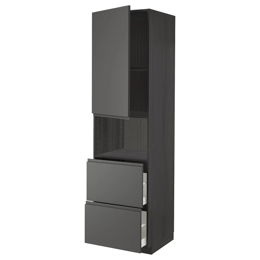 Высокий шкаф с ящиками - IKEA METOD/MAXIMERA/МЕТОД/МАКСИМЕРА ИКЕА, 220х60х60 см, черный (изображение №1)