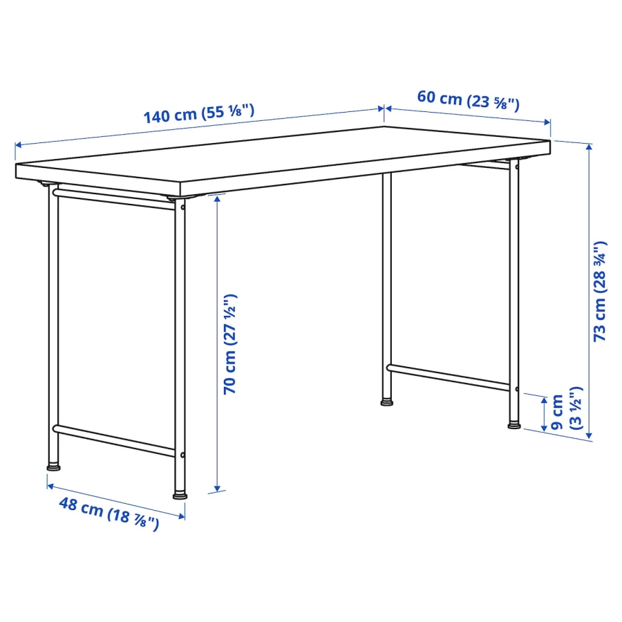 Письменный стол - IKEA LAGKAPTEN SPÄND/SPAND/СПЭНД ЛАГКАПТЕН ИКЕА, 140x60см, белый, антрацит (изображение №2)