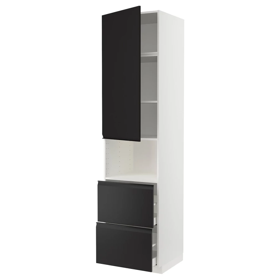 Высокий шкаф с ящиками - IKEA METOD/MAXIMERA/МЕТОД/МАКСИМЕРА ИКЕА, 240х60х60 см, белый/черный (изображение №1)