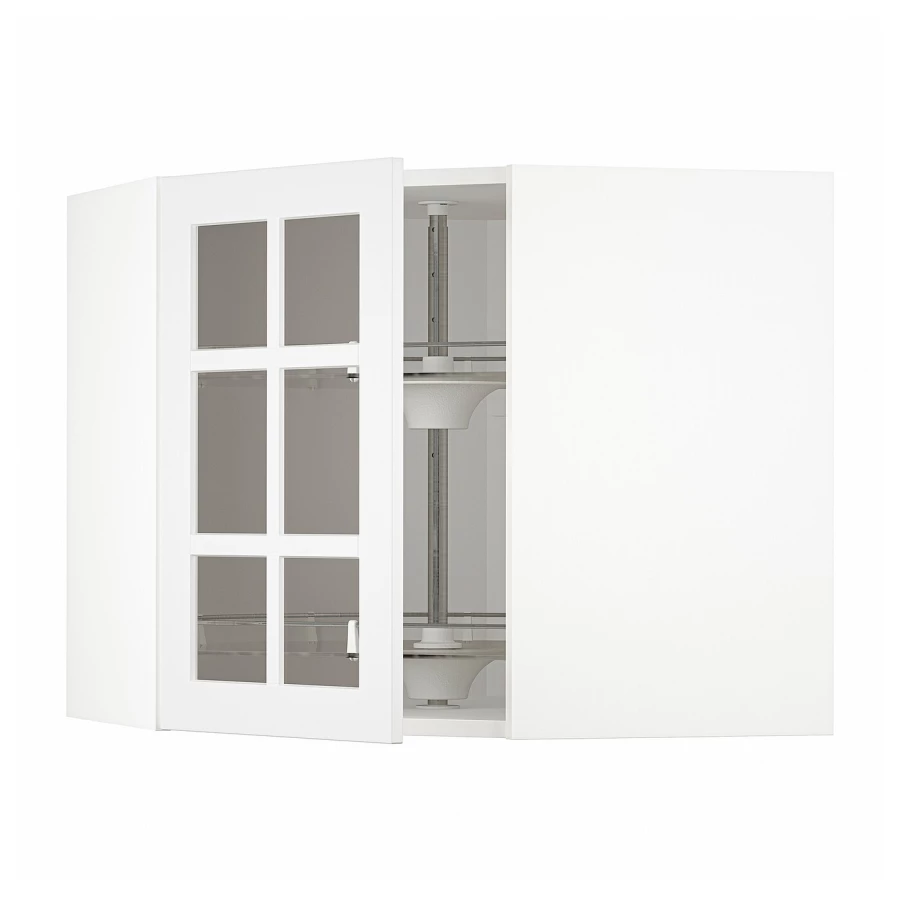 Шкаф с каруселью/стеклянная дверца - METOD  IKEA/  МЕТОД ИКЕА, 60х68 см, белый (изображение №1)