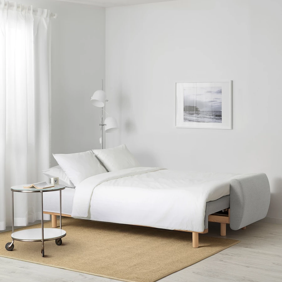 3-местный диван-кровать - IKEA GRUNNARP, 92x232см, светло-серый, ГРУННАРП ИКЕА (изображение №4)