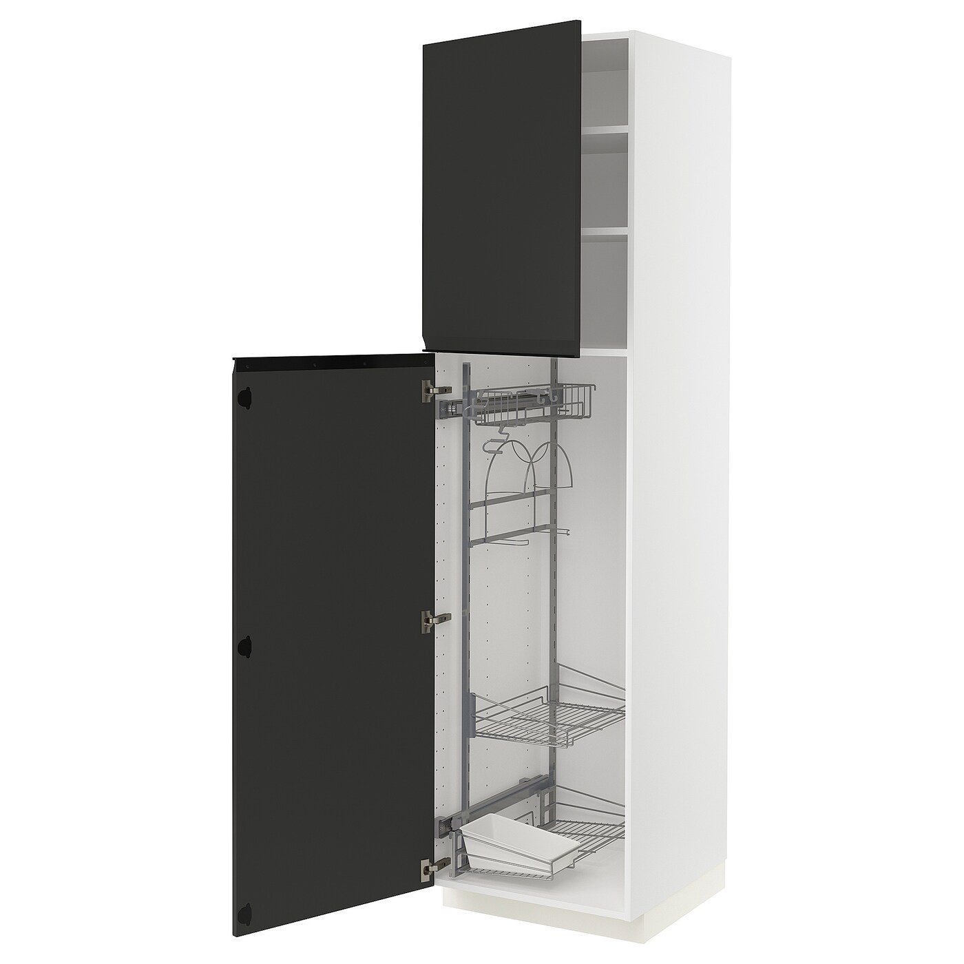 Высокий шкаф/бытовой - IKEA METOD/МЕТОД ИКЕА, 60х60х220  см, черный/белый