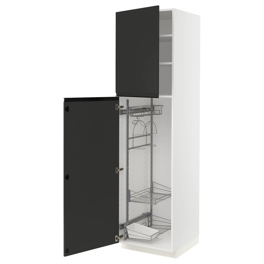 Высокий шкаф/бытовой - IKEA METOD/МЕТОД ИКЕА, 60х60х220  см, черный/белый (изображение №1)