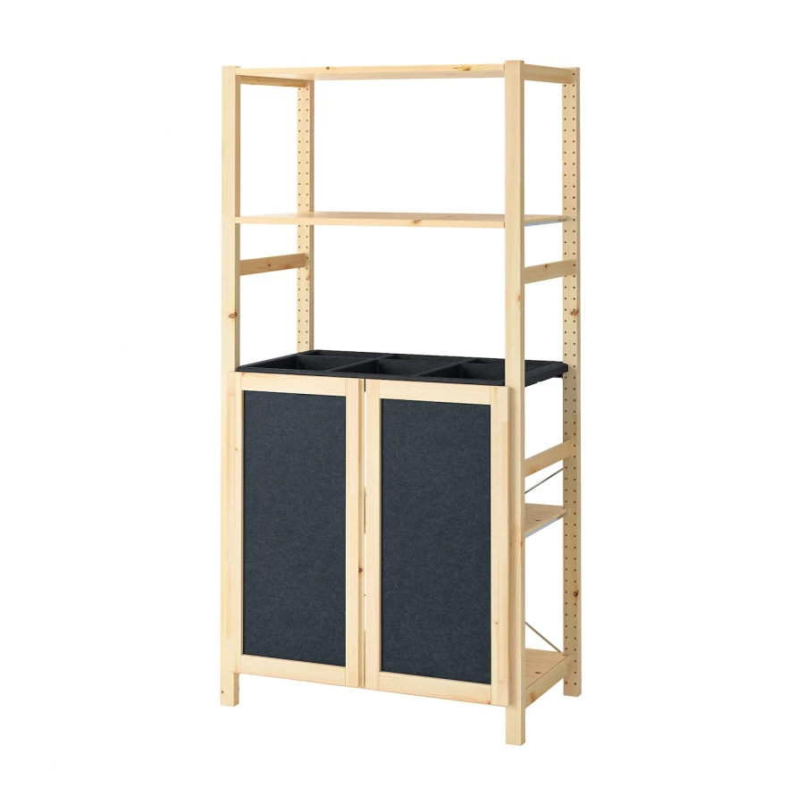 Комбинация для хранения - IKEA IVAR/ИВАР ИКЕА, 89х50х179 см, сосна/черный (изображение №1)