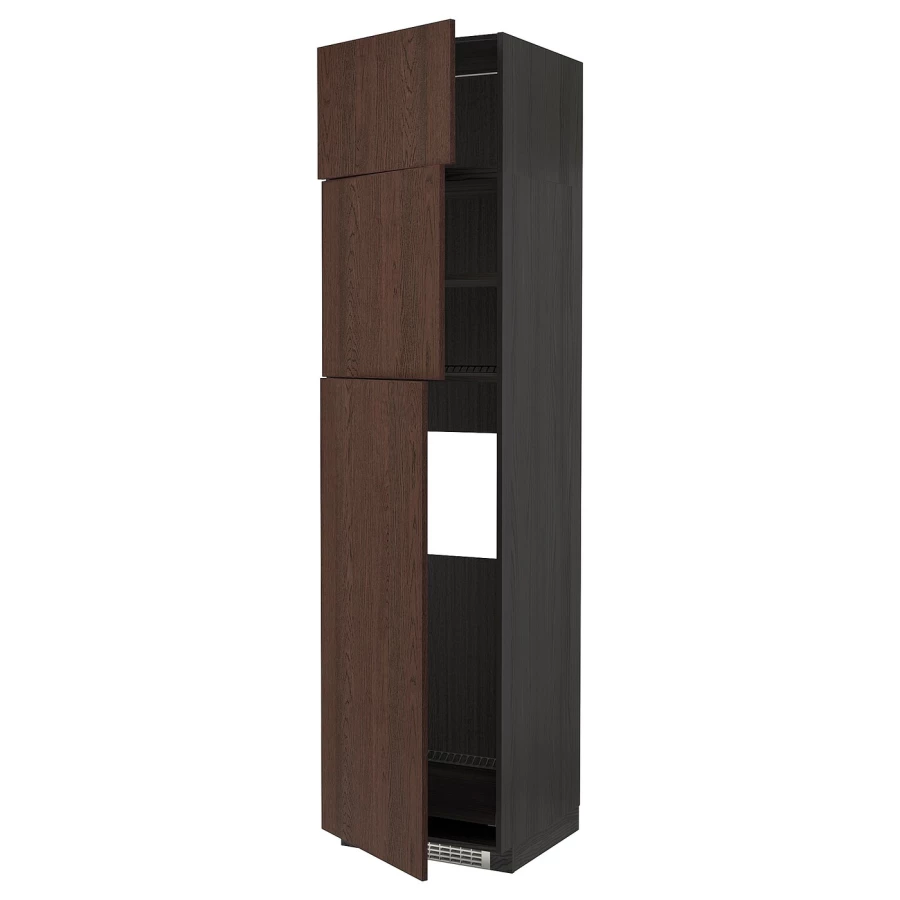 Шкаф - IKEA METOD/МЕТОД ИКЕА, 60х60х240 см, черный/коричневый (изображение №1)