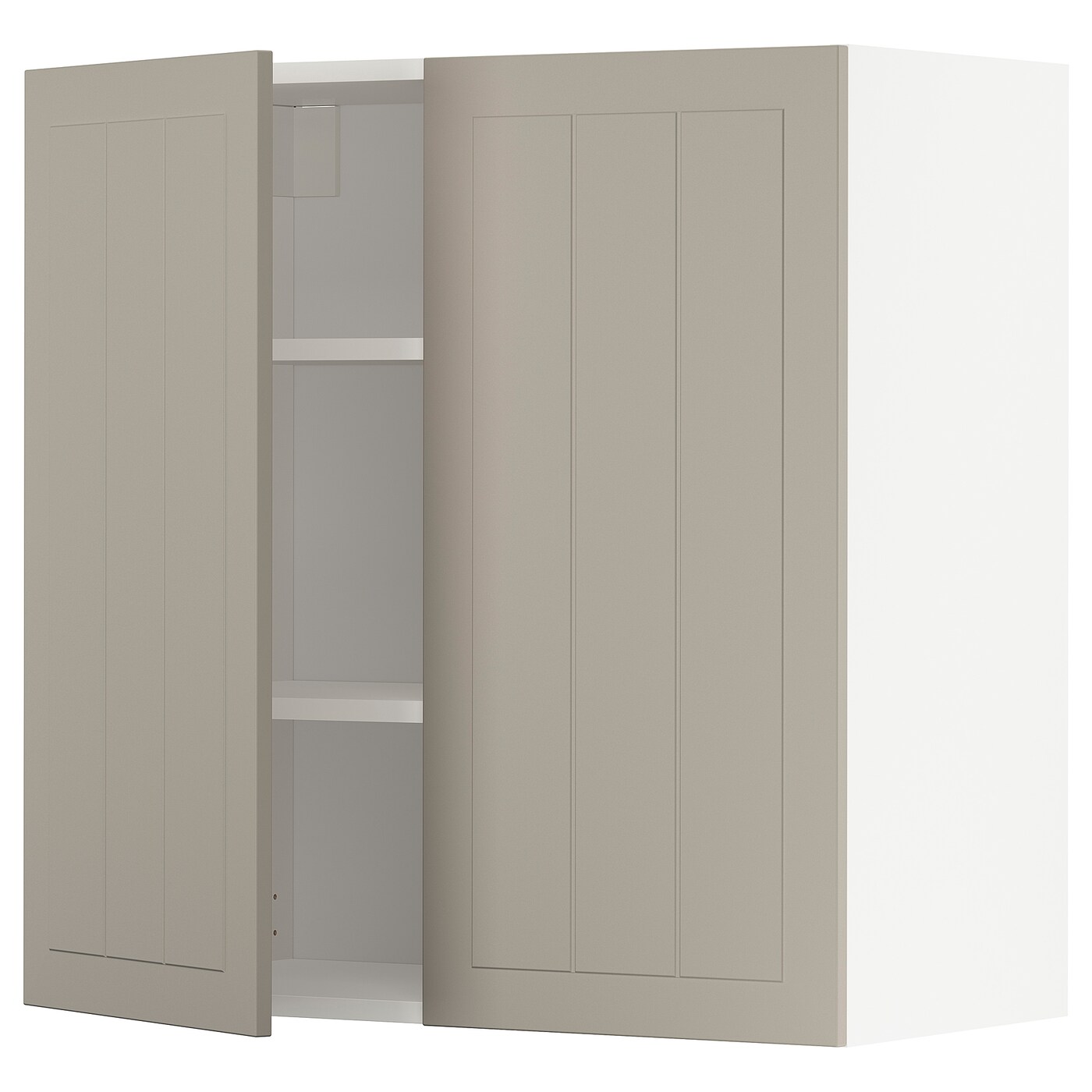 Навесной шкаф с полкой - METOD IKEA/ МЕТОД ИКЕА, 80х80 см, белый/светло-коричневый