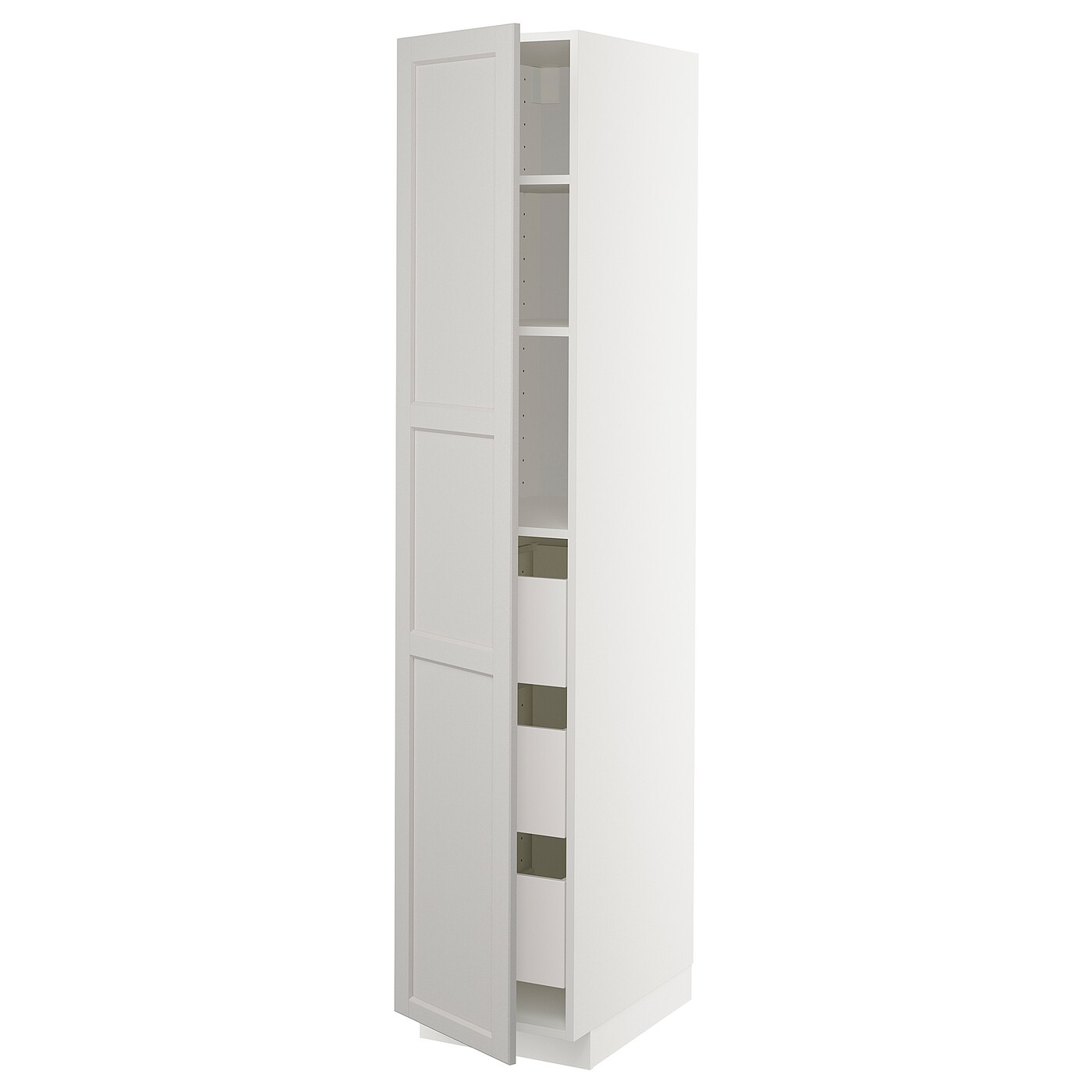Высокий шкаф с ящиками - IKEA METOD/MAXIMERA/МЕТОД/МАКСИМЕРА ИКЕА, 200х60х40 см, белый/светло-серый
