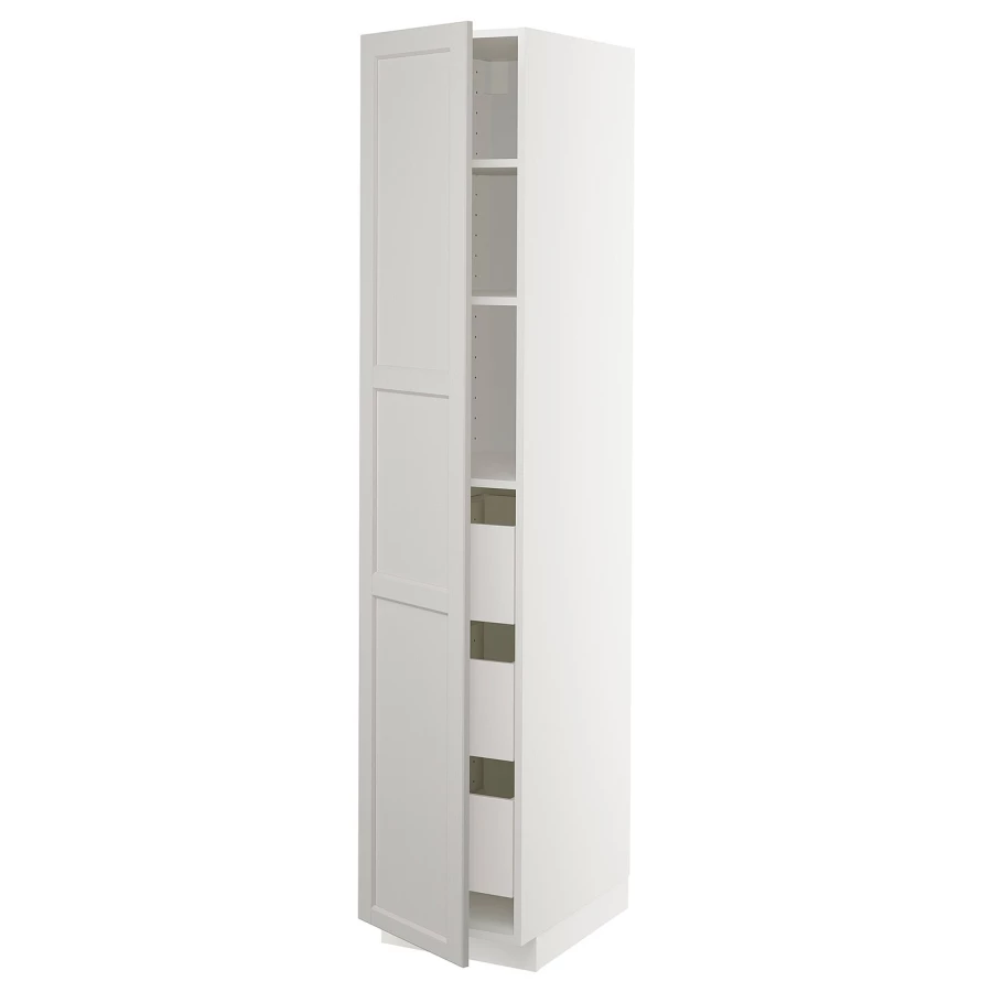 Высокий шкаф с ящиками - IKEA METOD/MAXIMERA/МЕТОД/МАКСИМЕРА ИКЕА, 200х60х40 см, белый/светло-серый (изображение №1)