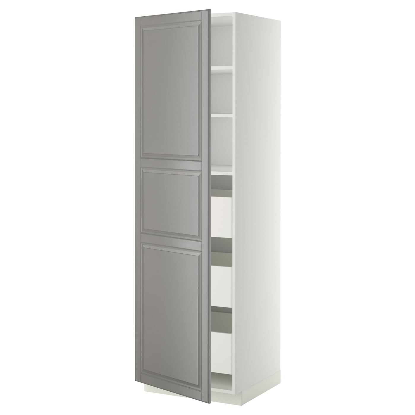 Высокий шкаф с ящиками - IKEA METOD/MAXIMERA/МЕТОД/МАКСИМЕРА ИКЕА, 200х60х60 см, белый/серый