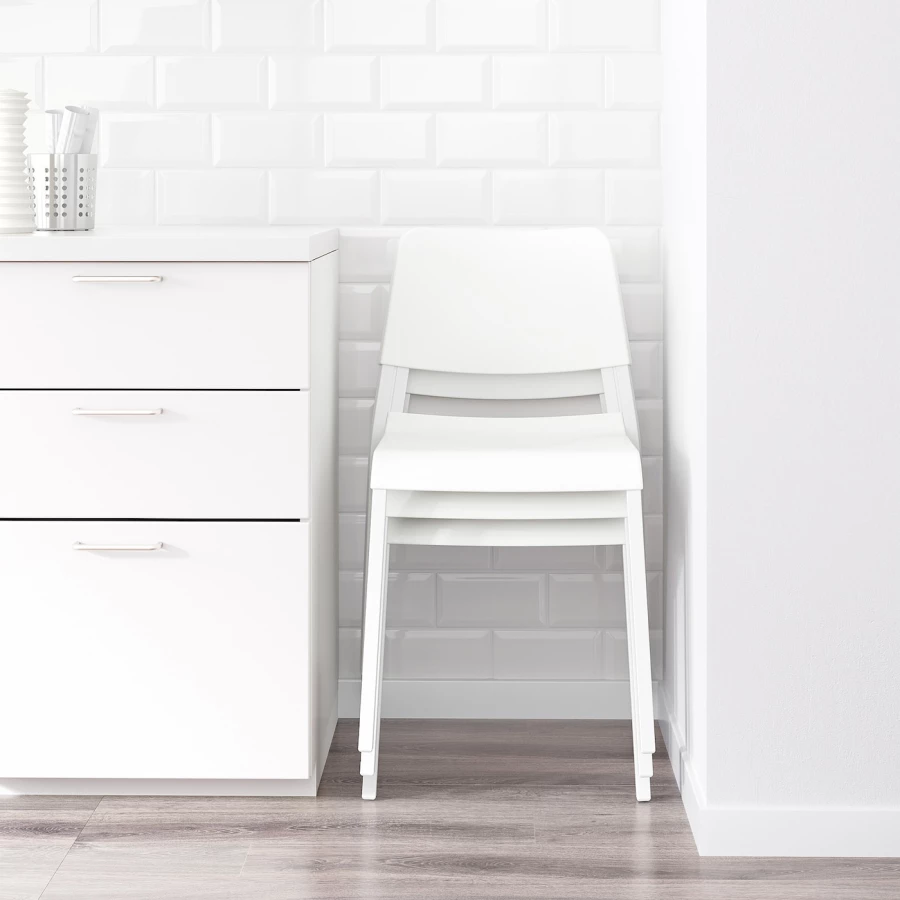 Стул - IKEA TEODORES,80х46х54 см,  пластик белый, ТЕОДОРЕС ИКЕА (изображение №2)