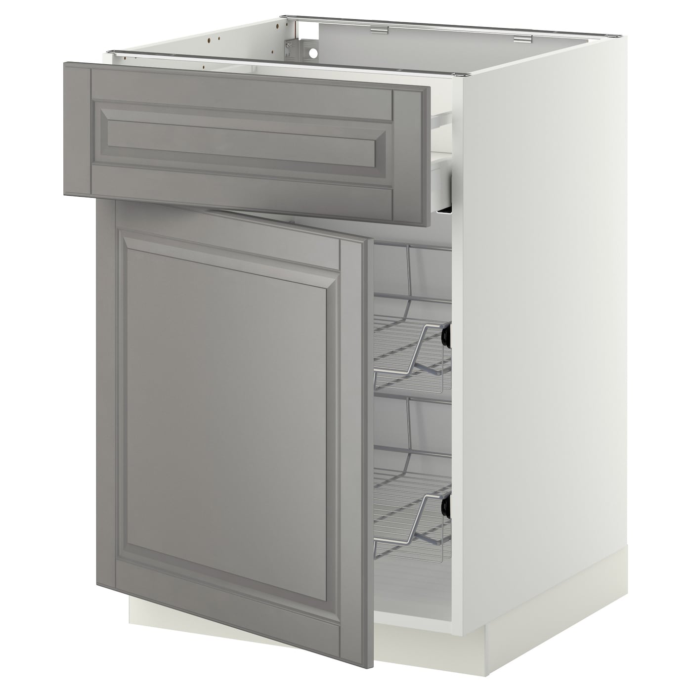 Напольный кухонный шкаф  - IKEA METOD MAXIMERA, 88x62x60см, белый/серый, МЕТОД МАКСИМЕРА ИКЕА